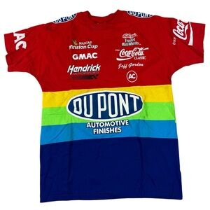 Vintage 90s Nascar DuPont Jeff Gordon Rainbow AOP Graphic T-Shirt Men’s Large